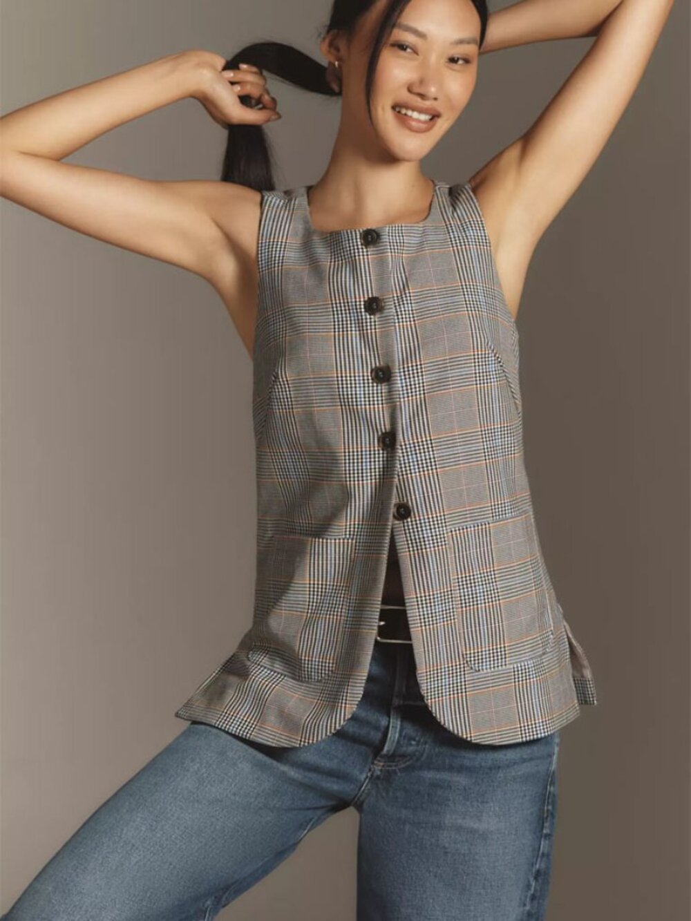 By Anthropologie Plaid Mod Vest XS Pre-Owned Excellent Condition So Chic